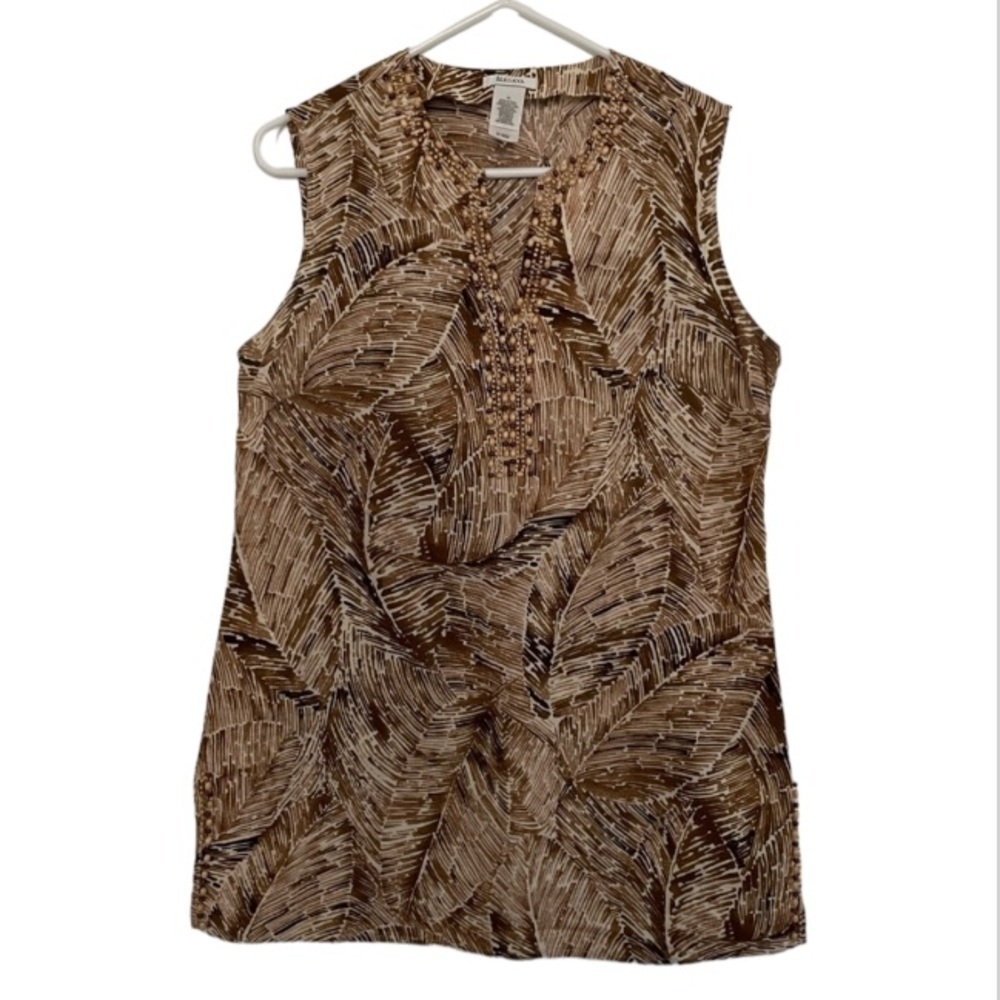 Liz & Co Beaded Brown Tank Top
